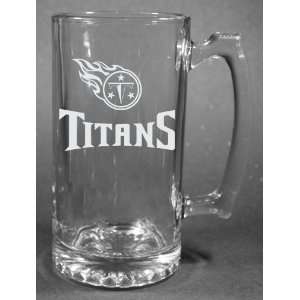   Titans Laser Etched 27oz Glass Beer Mug 