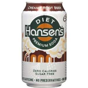Hansen Diet Creamy Root Beer, Cans, 6 ct, 12 oz  Grocery 