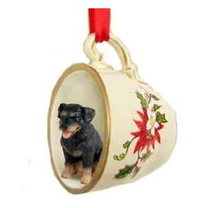  Rottweiler Dog in Tea Cup Christmas Holiday Ornament