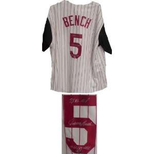  Autographed Johnny Bench Uniform   Stat   Autographed MLB 