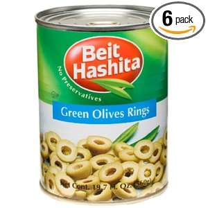 Beit Hashita Green Olives Rings, 19.7 Ounce (Pack of 6)  