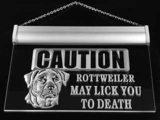 s189 b Caution Rottweiler Lick Dog Pet Neon Light Sign  