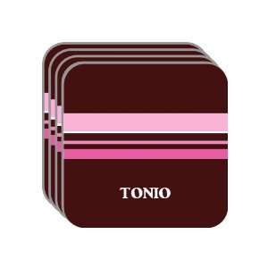 Personal Name Gift   TONIO Set of 4 Mini Mousepad Coasters (pink 