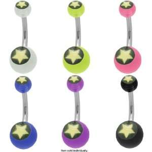    Cool Acrylic Star Logo Belly Button Ring   33110 1 Jewelry