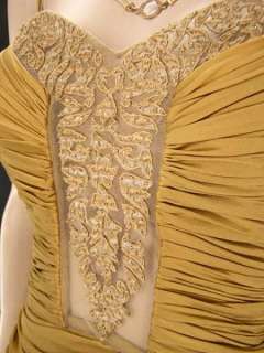 BADGLEY MISCHKA COUTURE Silk CHIFFON Old Hollywoood Ruche Evening Gown 