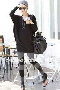 loose fit batwing sleeves t shirt tunic black s/m  