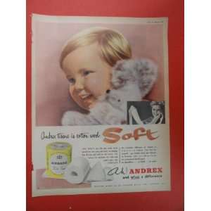  Andrex toilet tissue, 50s Print Ad (baby/stuffed toy 