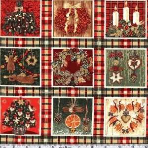  45 Wide Country Christmas Blocks Red/Green Fabric By The 