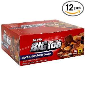 Met Rx Big 100 Meal Replacement Bar, Chocolate Chip Graham Cracker, 12 