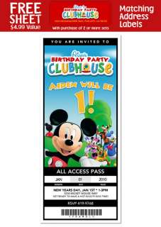 MICKEY MOUSE and the Gang Ticket Invitations  