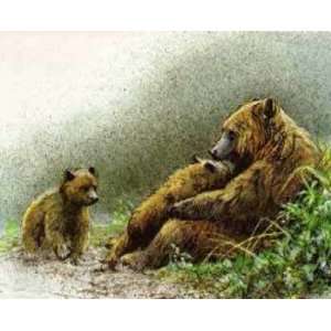   Bateman   Grizzly Mother and Cubs Predator Portfolio Hand Colored