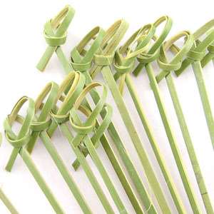   Green Bamboo Picks with Knotted Ends. Several sizes available