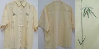 New Mens Hawaiian resort Shirts Bamboo Embroidered Sewn Button L XL 