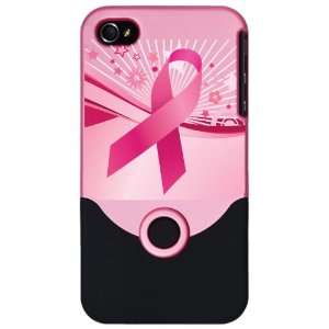  iPhone 4 or 4S Slider Case Pink Cancer Pink Ribbon Waves 