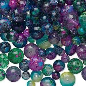  Artistic Splatter Glass Bead Assortment 4 8mm (100 beads 