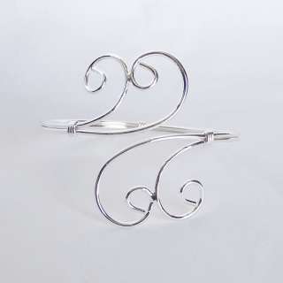 Elegant Swirl Curled Silver Bangle Bracelet  