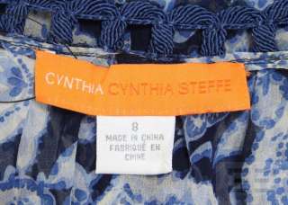 Cynthia Cynthia Steffe Blue & Beige Floral Paisley Print Silk Top Size 