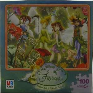  100 Piece Jigsaw Puzzle   TinkerBell & Friends Surrounded By Flowers