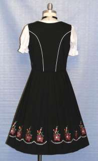   ~ BLACK German Waitress Holiday Oktoberfest DIRNDL Dress 14 L  