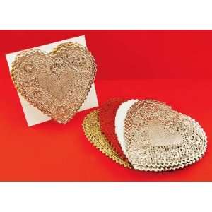  School Smart Paper Lace Doilies   4 Assorted Heart Shaped 