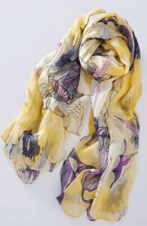 begonia flower ink style womens cotton neck scarf shwal  