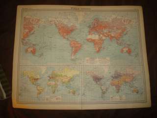 HUGE ANTIQUE 1922 THE TIMES ATLAS WORLD COMMERCE MAP OCEAN SHIP ROUTE 