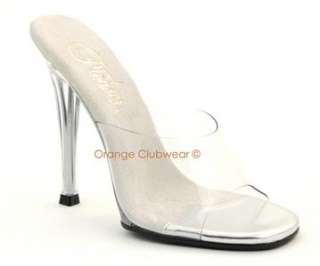 PLEASER Womens Slide In Mules Clear Evening High Heels  