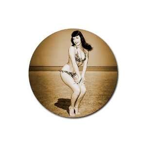 Betty Page Round Rubber Coaster set 4 pack Great Gift Idea