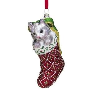 REED & BARTON BLOWN GLASS ORNAMENT PAIR OF MITTENS NEW  