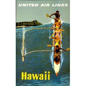   Hawaii, United Air Lines Diamond Head and Waikiki