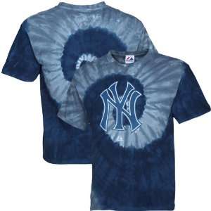   New York Yankees Spiral Tie Dye T Shirt   Navy Blue