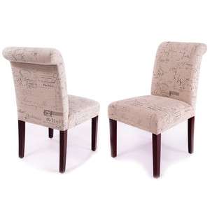 Bastien Elegant French Scripted Linen Dining Chairs (Sets of 2, 4, 6 