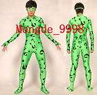Fancy Suit Lycra Spandex Zentai Green Riddler Catsuit Costumes #1020
