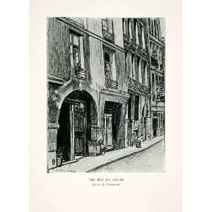  1907 Print Rue De Bievre Paris France River Seine Street 