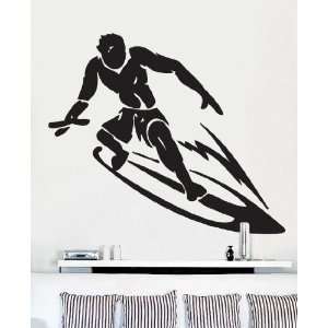   Wall Art Decal Sticker Surfer Surfing on Wave Extreme BIG 41x35 #254