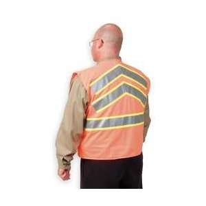   1YAL6 Safety Vest, Class 2, XXL, Chevron, Orange