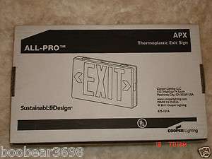 ALL PRO APX THERMOPLASTIC EXIT SIGN COOPER LIGHTING  