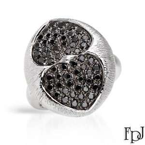 FPJ 14K White Gold 0.95 CTW Color Black Opaque Diamond Ladies Ring 
