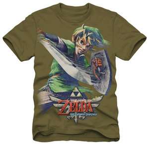 The Legend of Zelda Skyward Sword Burnt Men Anime T shirt (Olive 