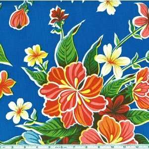   Wide Oil Cloth Hibiscus Blue Fabric By The Yard Arts, Crafts & Sewing