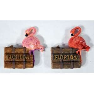  Handpainted Flamingo Bird Florida Assorted Magnet (Set of 
