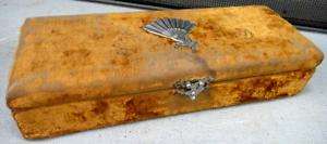 1880 antique victorian VELVET BOX jewelry,fan,hankies  