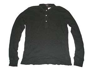 RRL Ralph Lauren Polo Black Thermal Henley Shirt Large  