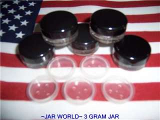 LOT OF100~3 GRAM BLACK CAP SIFTER JAR w/LABELS~FREE S&H  