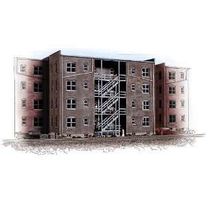   Cornerstone Series Kit HO Scale Parkview Terrace Apartment Back Brown