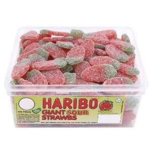 Haribo Giant Sour Strawberries Gummy Sweets  Grocery 
