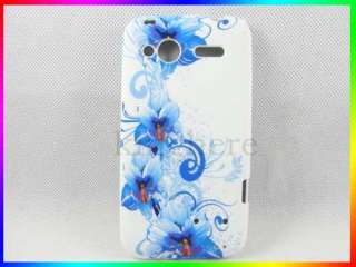 Blue Flower Soft Rubber Gel Silicone Skin Case Cover For HTC Radar 4G 