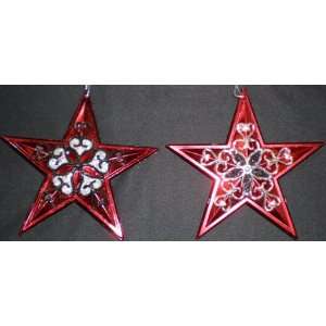 Red Silver & Black 5 Point Filigree Star Christmas Ornament #246178 