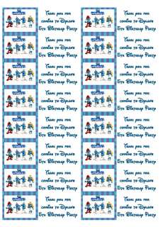 SMURFS x16 Personalised Stickyback Labels Party Sets Bags  