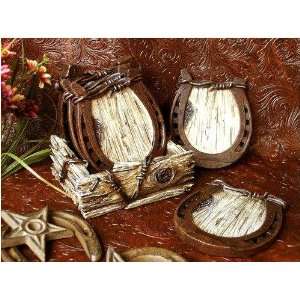  Old West Barnwood Horseshoe Coasters